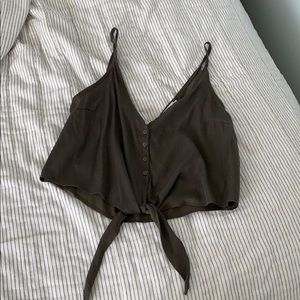 tie front slightly cropped olive green night out